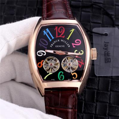 Replica Vanguard A21j Automatic Movement Mens Watch White Double tourbillon Dial Leather Strap E50