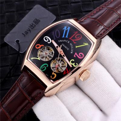 Replica Vanguard A21j Automatic Movement Mens Watch White Double tourbillon Dial Leather Strap E50