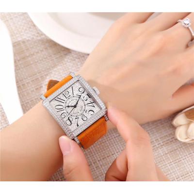 Replica Ladies'collectio Swiss Quartz Movement Mens/Womens Watch Full Diamonds Dial Diamonds Case Leather Strap E51