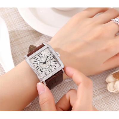 Replica Ladies'collectio Swiss Quartz Movement Mens/Womens Watch Full Diamonds Dial Diamonds Case Leather Strap E51