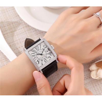 Replica Ladies'collectio Swiss Quartz Movement Mens/Womens Watch Full Diamonds Dial Diamonds Case Leather Strap E51