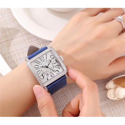 Replica Ladies'collectio Swiss Quartz Movement Mens/Womens Watch Full Diamonds Dial Diamonds Case Leather Strap E51