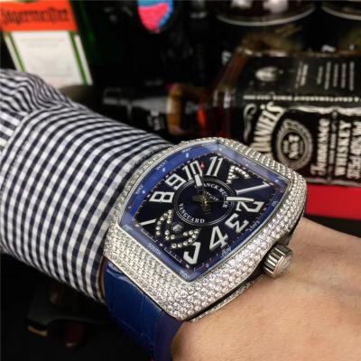 Replica Yachting Japan Miyota 8215 Automatic Movement Mens Watch Blue Dial Diamonds Case Leather Strap E58