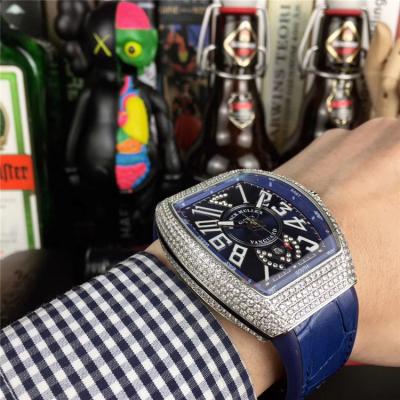 Replica Yachting Japan Miyota 8215 Automatic Movement Mens Watch Blue Dial Diamonds Case Leather Strap E58