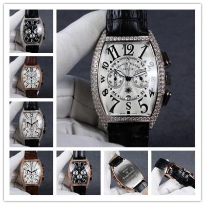 Replica Collection Japan Quartz Chronograph Movement Mens Watch Silver Dial Diamonds Case Leather Strap E59