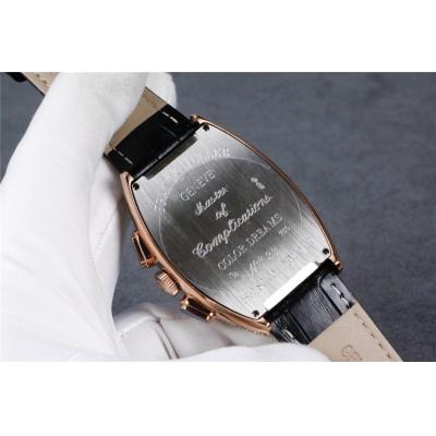 Replica Collection Japan Quartz Chronograph Movement Mens Watch Silver Dial Diamonds Case Leather Strap E59