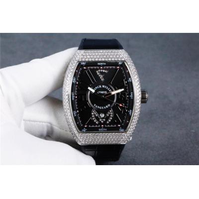 Replica Yachting Japan Miyota 8215 Automatic Movement Mens Watch Black Dial Diamonds Case Leather Strap E60