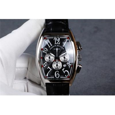 Replica Collection Japan Quartz Chronograph Movement Mens Watch Silver Dial Diamonds Case Leather Strap E61