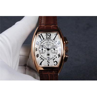 Replica Collection Japan Quartz Chronograph Movement Mens Watch Silver Dial Diamonds Case Leather Strap E61