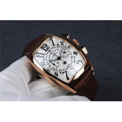 Replica Collection Japan Quartz Chronograph Movement Mens Watch Silver Dial Diamonds Case Leather Strap E61