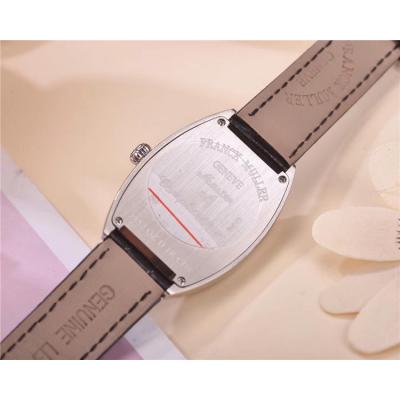 Replica Vanguard Swiss Quartz Movement Womens Watch White Dial Diamonds Case Leather Strap E69