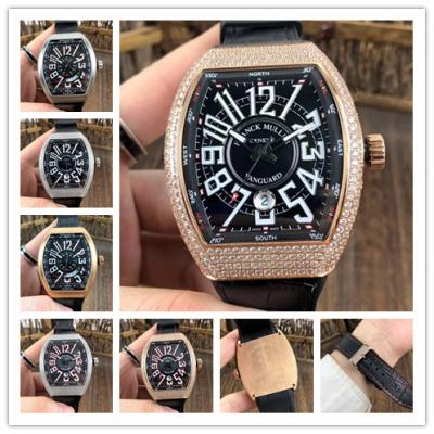 Replica Vanguard Japan Miyota 8215 Automatic Movement Mens Watch Black Dial Diamonds Case Leather Strap E80