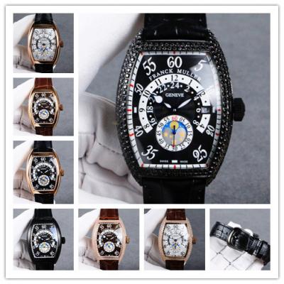 Replica Vanguard A21j Automatic Movement Mens Watch Black Dial Diamonds Case Leather Strap A E82