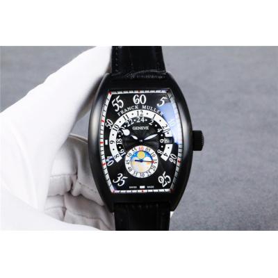 Replica Vanguard A21j Automatic Movement Mens Watch Black Dial Diamonds Case Leather Strap A E82