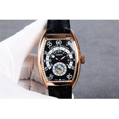 Replica Vanguard A21j Automatic Movement Mens Watch Black Dial Diamonds Case Leather Strap A E82