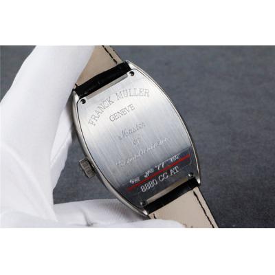 Replica Vanguard A21j Automatic Movement Mens Watch Silver Dial Diamonds Case Leather Strap B E82