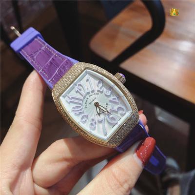 Replica New Models Swiss Quartz Movement Womens Watch White Dial Diamonds Case Leather Strap E84