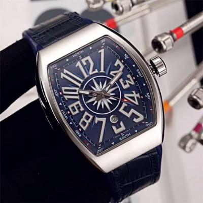 Replica Vanguard A21j Automatic Movement Mens Watch Black Dial Full Diamonds Case Leather Strap E94