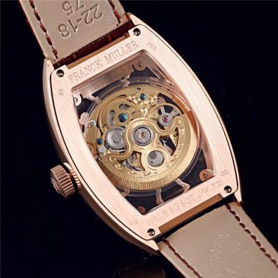 Replica Vanguard A21j Automatic Movement Mens Watch Skeleton Dial Full Diamonds Case Leather Strap E103