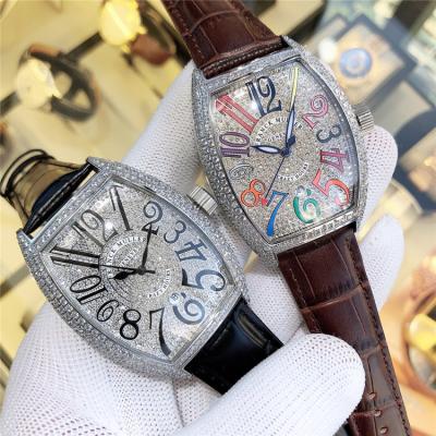 Replica Vanguard A21j Automatic Movement Mens Watch Full Diamonds Dial Full Diamonds Case Leather Strap E107