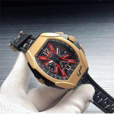 Replica The Conquistador Line Japan VK Quartz Chronograph Mens Watch Black Dial Rubber Strap A E112