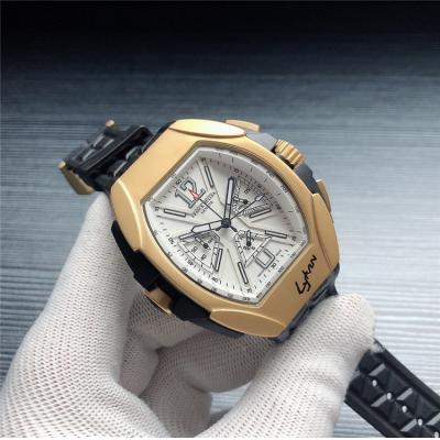 Replica The Conquistador Line Japan VK Quartz Chronograph Mens Watch Black Dial Rubber Strap A E112