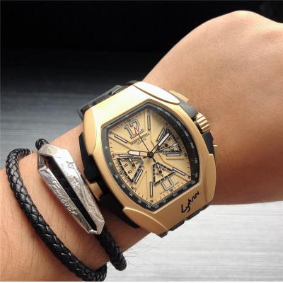 Replica The Conquistador Line Japan VK Quartz Chronograph Mens Watch Black Dial Rubber Strap A E112