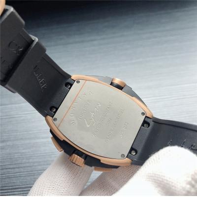 Replica The Conquistador Line Japan VK Quartz Chronograph Mens Watch Black Dial Rubber Strap C E112