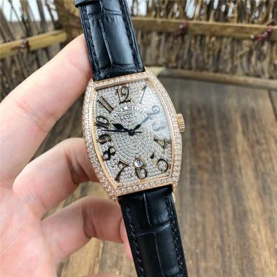 Replica Vanguard Japan Miyota 8215 Automatic Womens Watch Full Diamonds Dial Diamonds Case Leather Strap E124