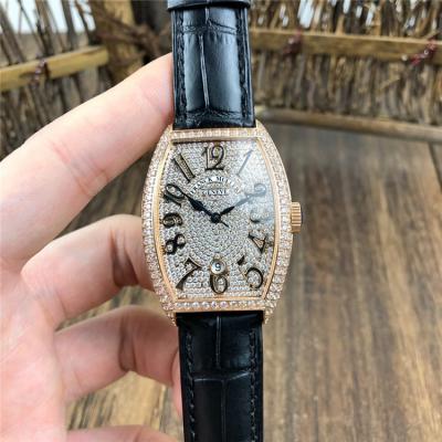 Replica Vanguard Japan Miyota 8215 Automatic Womens Watch Full Diamonds Dial Diamonds Case Leather Strap E124