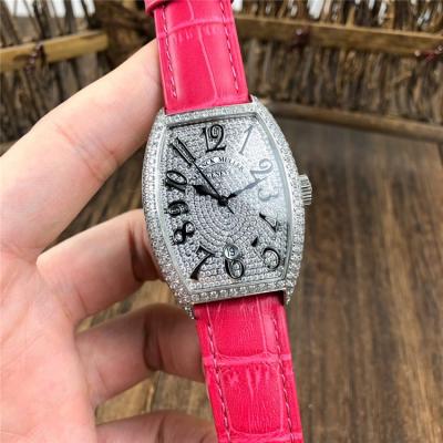 Replica Vanguard Japan Miyota 8215 Automatic Womens Watch Full Diamonds Dial Diamonds Case Leather Strap E124