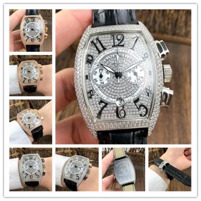 Replica Collection Japan VK Quartz Chronograph Mens Watch Full Diamonds Dial Full Diamonds Case Leather Strap E125