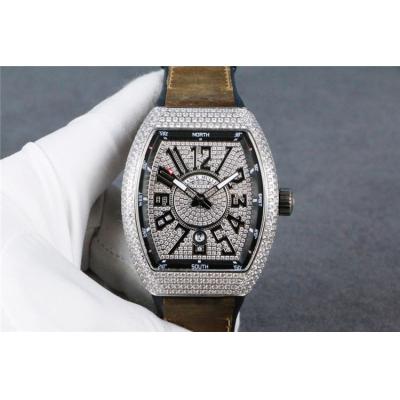 Replica Vanguard A21j Automatic Movement Mens Watch Full Diamonds Dial Full Diamonds Case Nylon Strap E127