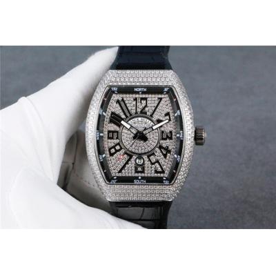 Replica Vanguard A21j Automatic Movement Mens Watch Full Diamonds Dial Full Diamonds Case Nylon Strap E127