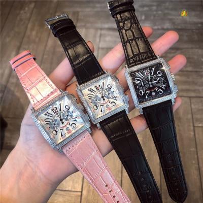 Replica Ladies'collection Swiss Quartz Movement Womens Watch Silver Dial Diamonds Case Leather Strap B E140