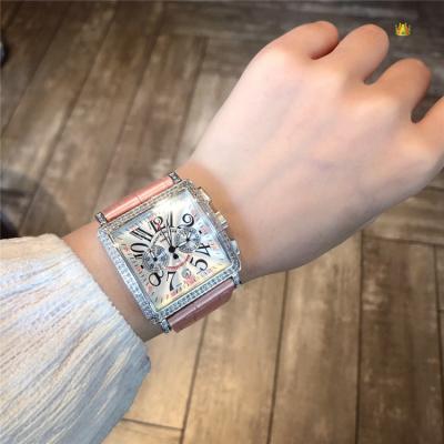 Replica Ladies'collection Swiss Quartz Movement Womens Watch Silver Dial Diamonds Case Leather Strap B E140