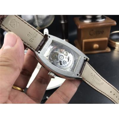 Replica Vanguard A21j Automatic Movement Mens Watch Skeleton Diamonds Dial Diamonds Case Leather Strap E156