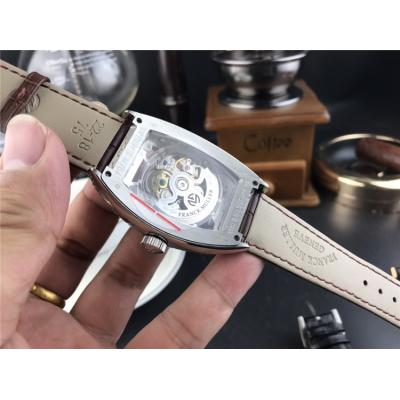 Replica Vanguard A21j Automatic Movement Mens Watch Skeleton Dial Diamonds Case Leather Strap E157