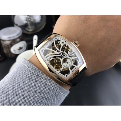 Replica Vanguard A21j Automatic Movement Mens Watch Skeleton Dial Leather Strap E158