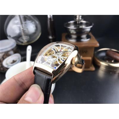 Replica Vanguard A21j Automatic Movement Mens Watch Skeleton Dial Leather Strap E158