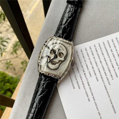 Replica Croco Collections A21j Automatic Movement Mens Watch Silver Skull Dial Leather Strap E163