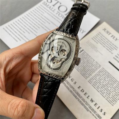 Replica Croco Collections A21j Automatic Movement Mens Watch Silver Skull Dial Leather Strap E163