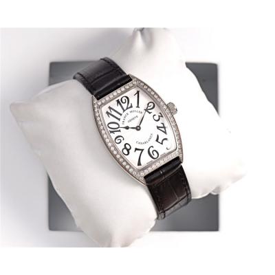 Replica Vanguard Swiss Quartz Movement Womens Watch White Dial Diamonds Case Leather Strap B E169