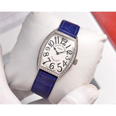 Replica Vanguard Swiss Quartz Movement Womens Watch White Dial Diamonds Case Leather Strap B E169