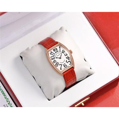 Replica Vanguard Swiss Quartz Movement Womens Watch Diamonds Number White Dial Leather Strap E171