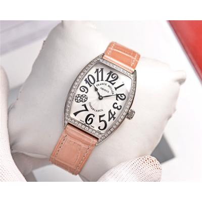 Replica Vanguard Swiss Quartz Movement Womens Watch Diamonds Number White Dial Leather Strap E171