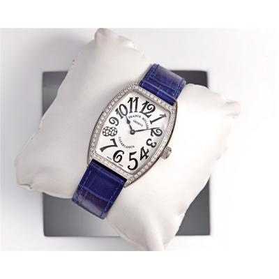 Replica Vanguard Swiss Quartz Movement Womens Watch Diamonds Number White Dial Leather Strap E171