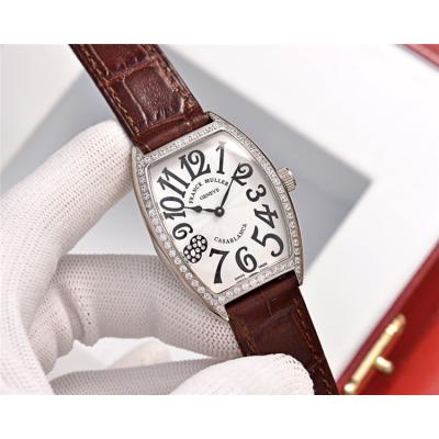 Replica Vanguard Swiss Quartz Movement Womens Watch Diamonds Number White Dial Leather Strap E171