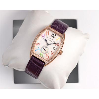 Replica Vanguard Swiss Quartz Movement Womens Watch Silver Dial Diamonds Case Leather Strap E172