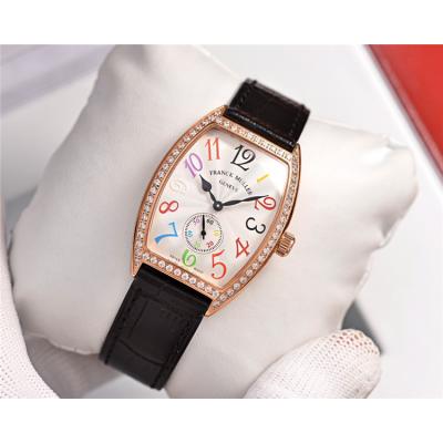 Replica Vanguard Swiss Quartz Movement Womens Watch Silver Dial Diamonds Case Leather Strap E172